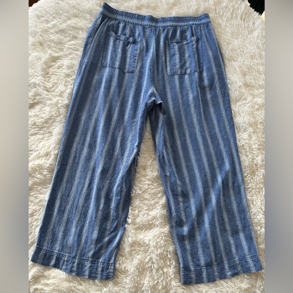 Old Navy | Blue Striped Wide Leg Linen Pants - Picture 6 of 8